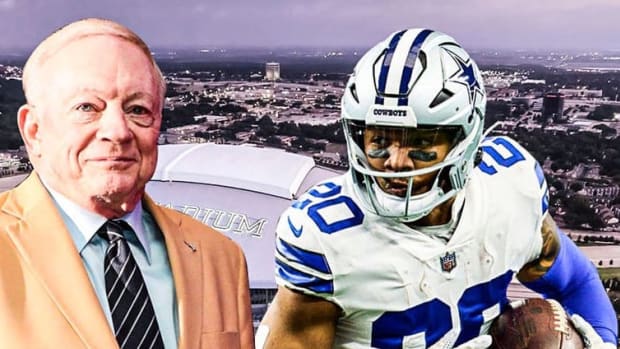 Dallas Cowboys owner Jerry Jones and running back Tony Pollard.